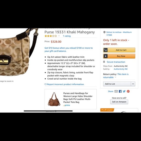 Authentic Coach Kristin Signature Sateen Hobo - Picture 13 of 13